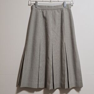 Vintage 80s Jobrey pleated cream skirt with green and brown plaids size xsmall